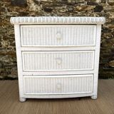 80s rattan chest of drawers