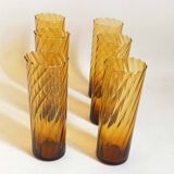Set of 6 vintage amber glasses Height 17 cm