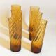 Set of 6 vintage amber glasses Height 17 cm