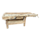 Industrial table carpenter's workbench in raw natural wood vintage bohemian