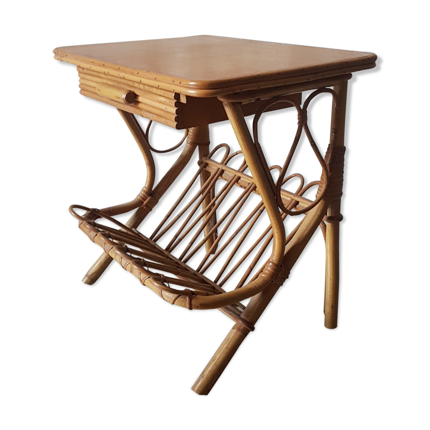 Vintage rattan bedside table