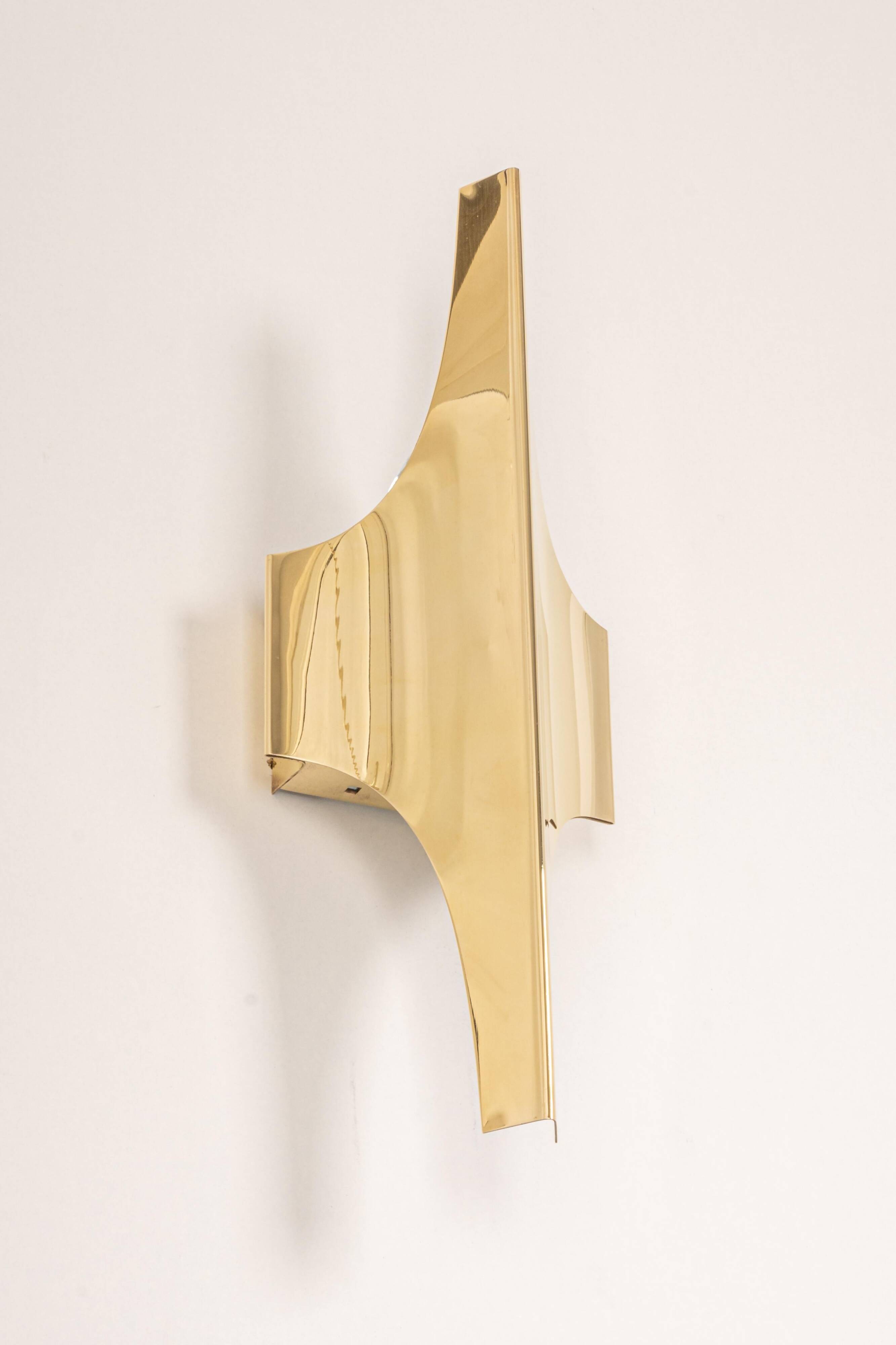 Brass and glass wall sconces by Doria, Germany, 1970s