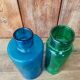 Duo de vase en verre bleu et vert
