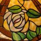 Large brass lamp, 1970, 6kg, restored electrical wiring, 67x47cm stained glass lampshade