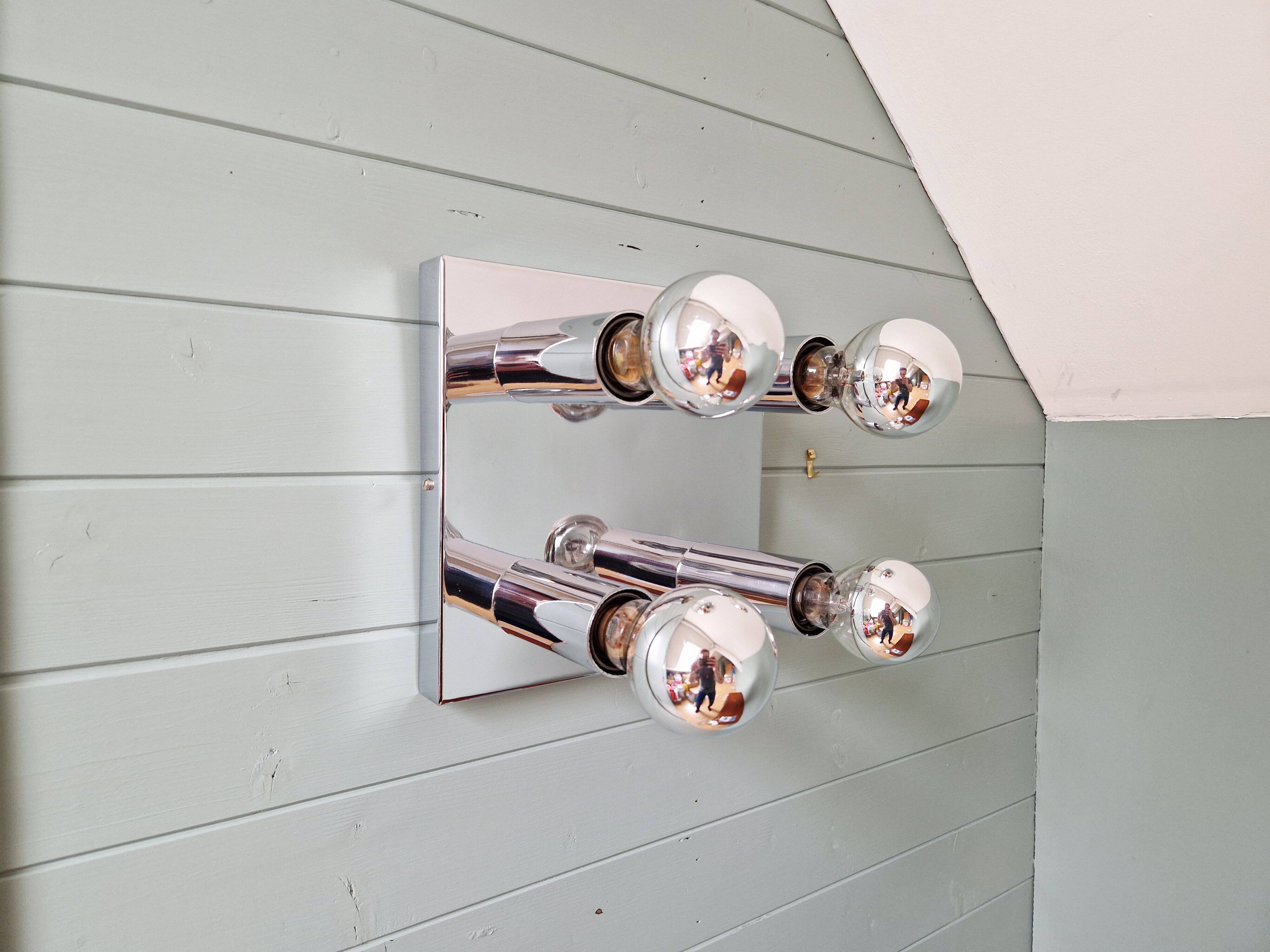 Space Age ceiling light in chrome metal, 1970s