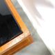 Mid-Century kastje J.D. Freese met klep en zwart opaline glas