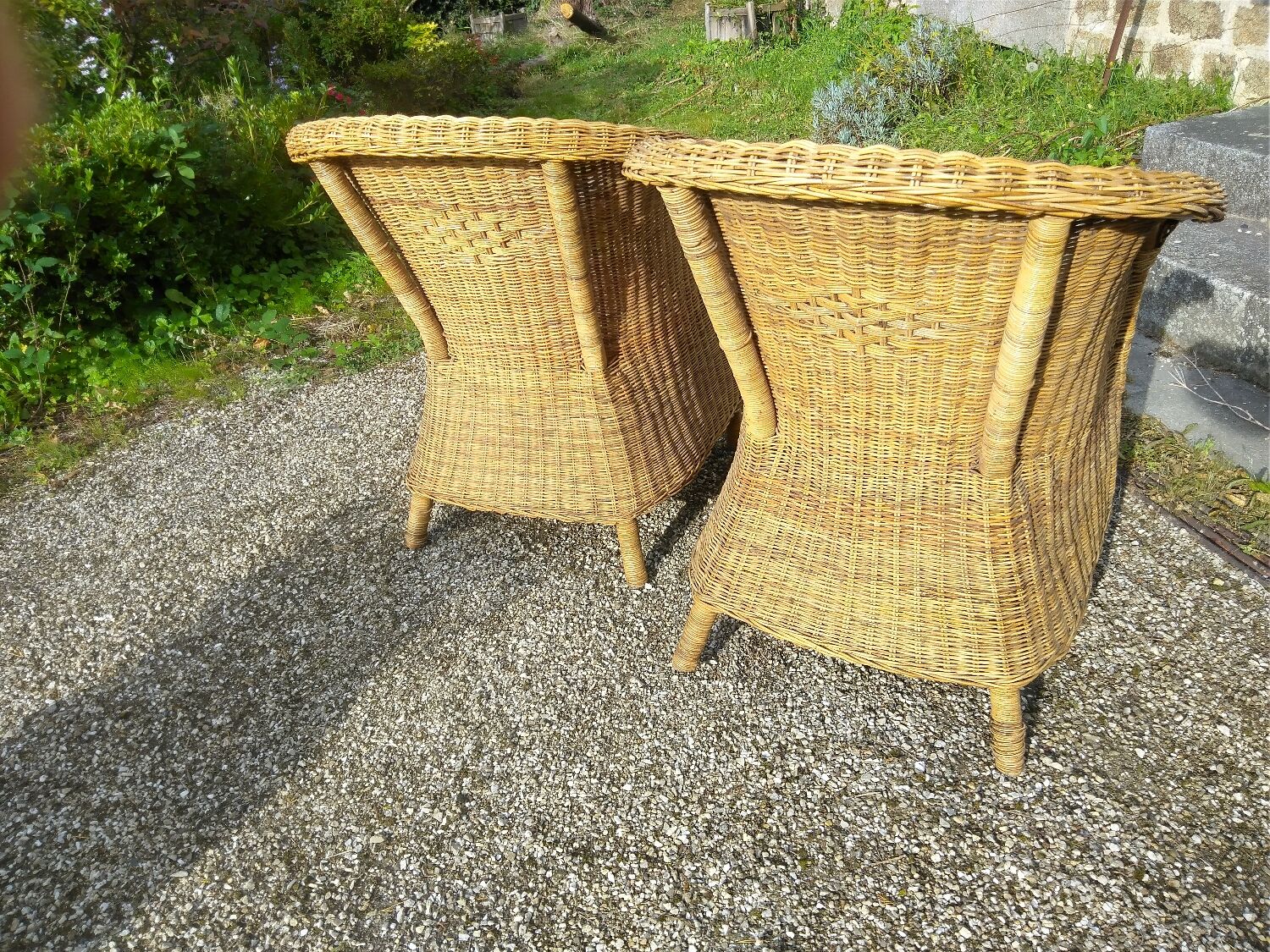 Pair of rattan armchairs