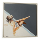 Seated woman painting