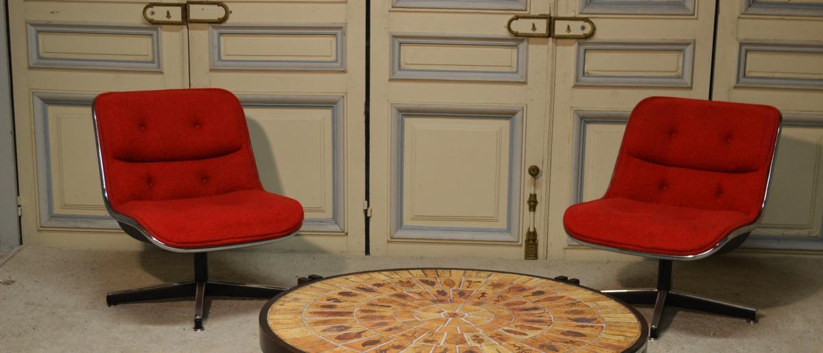 Pair of chairs of Charles Pollock for Knoll