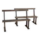 Pair of old wooden church benches – rustic chapel benches