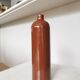 Vintage Brown Glazed Ceramic Vase: Tall Minimalist Bottle Form
