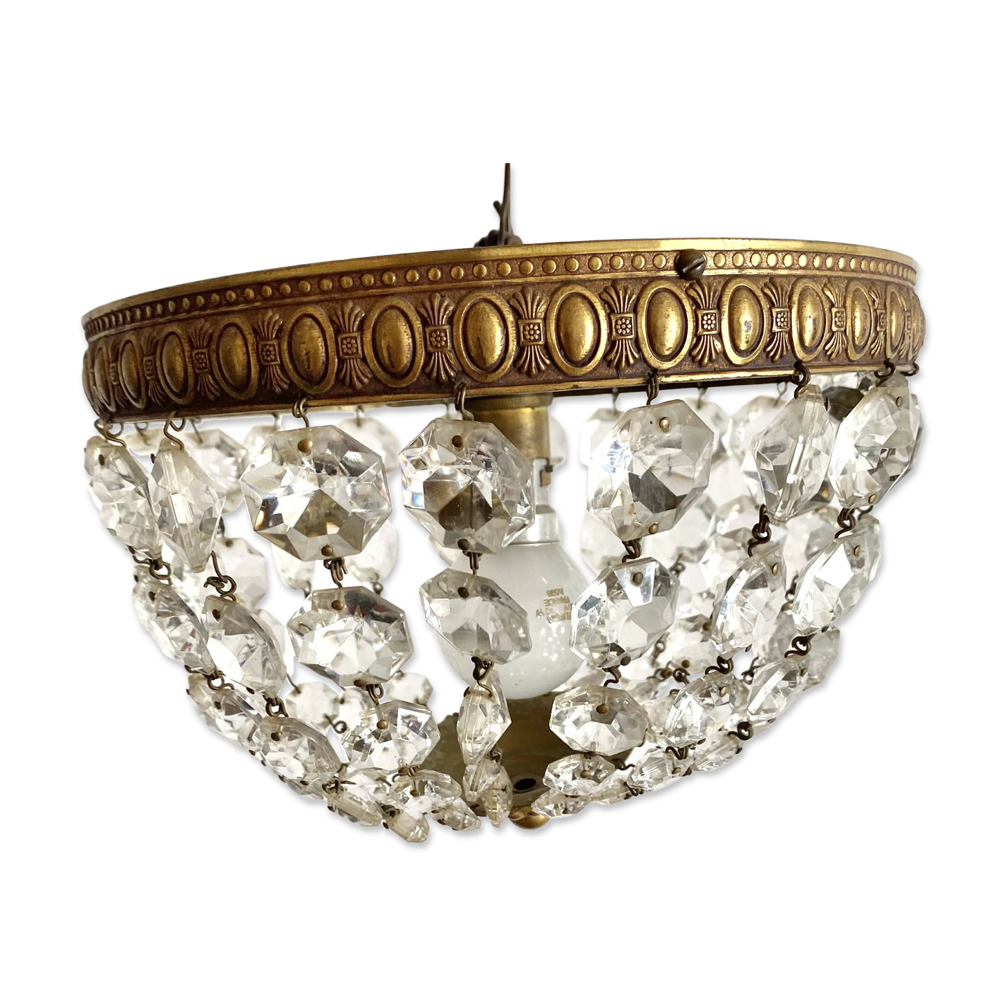 Old ceiling light with tassels and brass