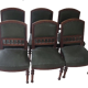 6 English style mahogany chairs covered with imitation green leather.