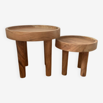 Set of 2 wabisabi style side tables
