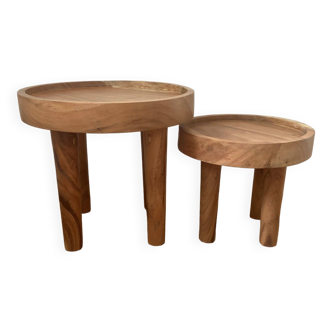 Set de 2 tables d'appoint style Wabisabi