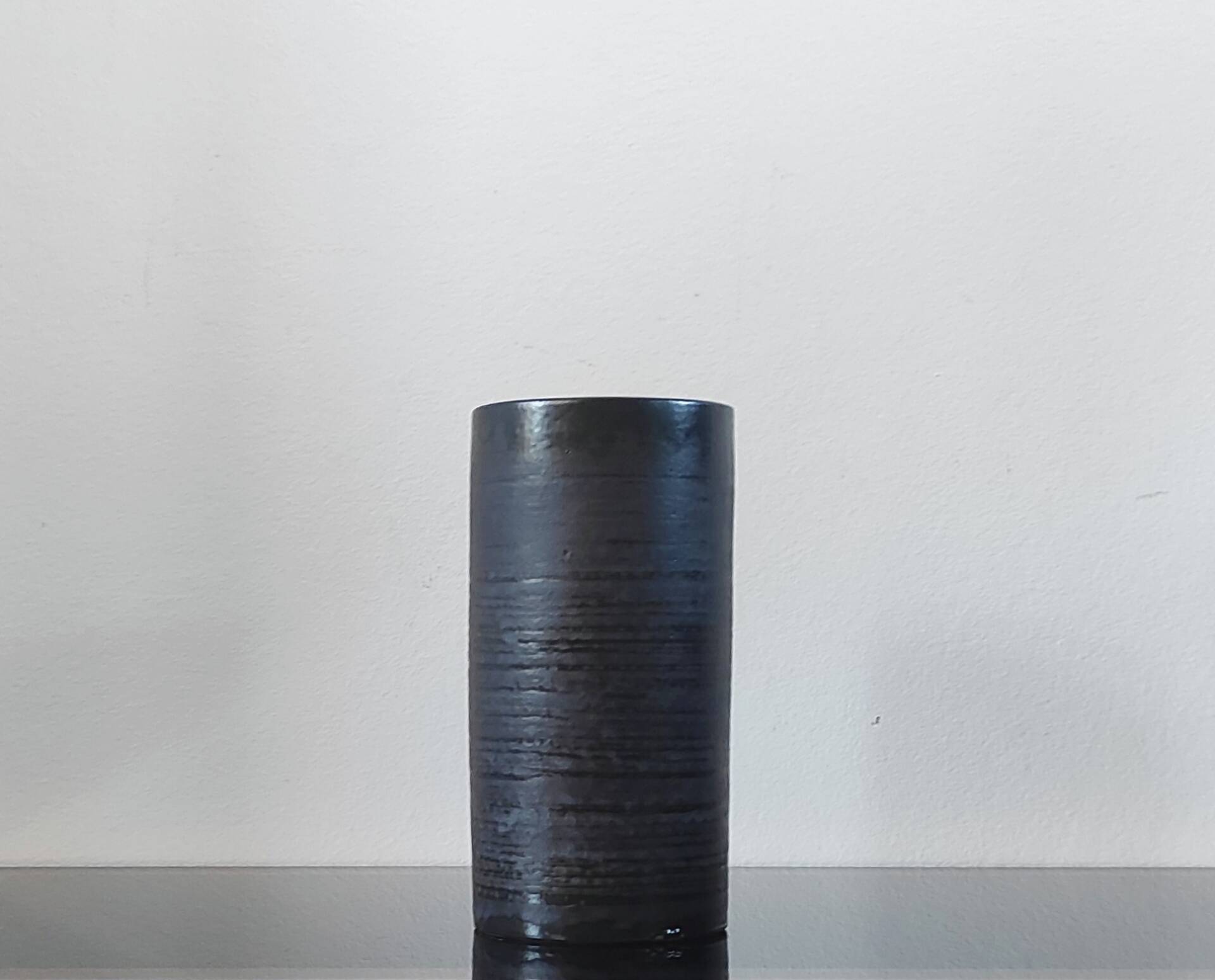 Vintage ceramic cylindrical vase