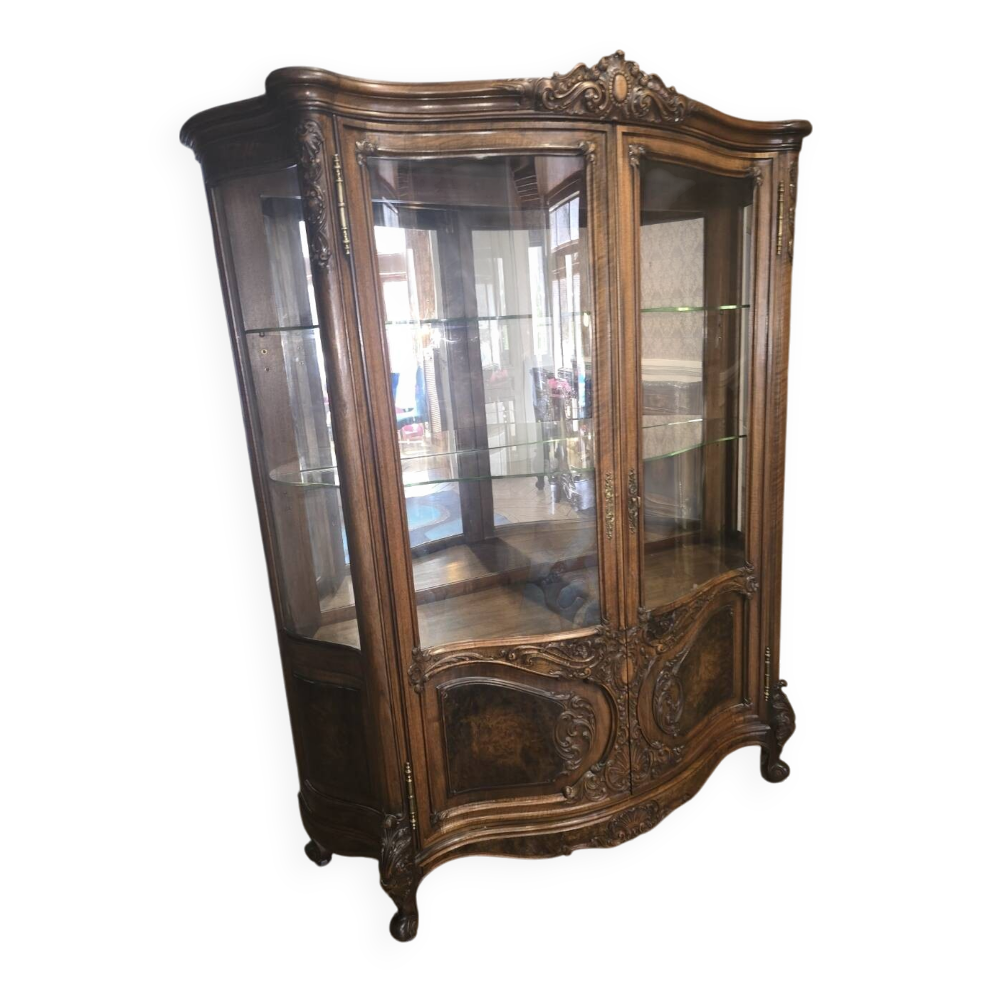 Unique burl walnut display case