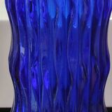 Walther Glas Design Vase, Graphic shape with golden flamed tips. Blown art glass, cobalt blue. Height 25 cm