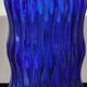 Walther Glas Design Vase, Graphic shape with golden flamed tips. Blown art glass, cobalt blue. Height 25 cm