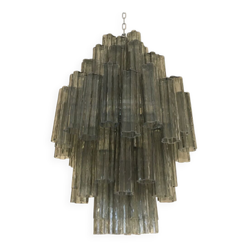 Grey “tronchi” murano glass chandelier by