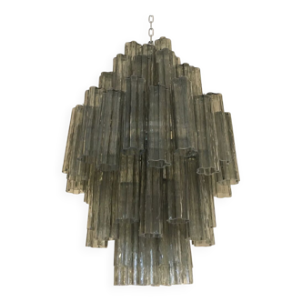 Grey “tronchi” murano glass chandelier by