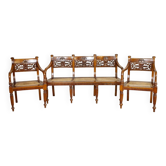 Ensemble de salon en bois de rose ancien avec dossiers sculptés, ensemble de 3 pièces