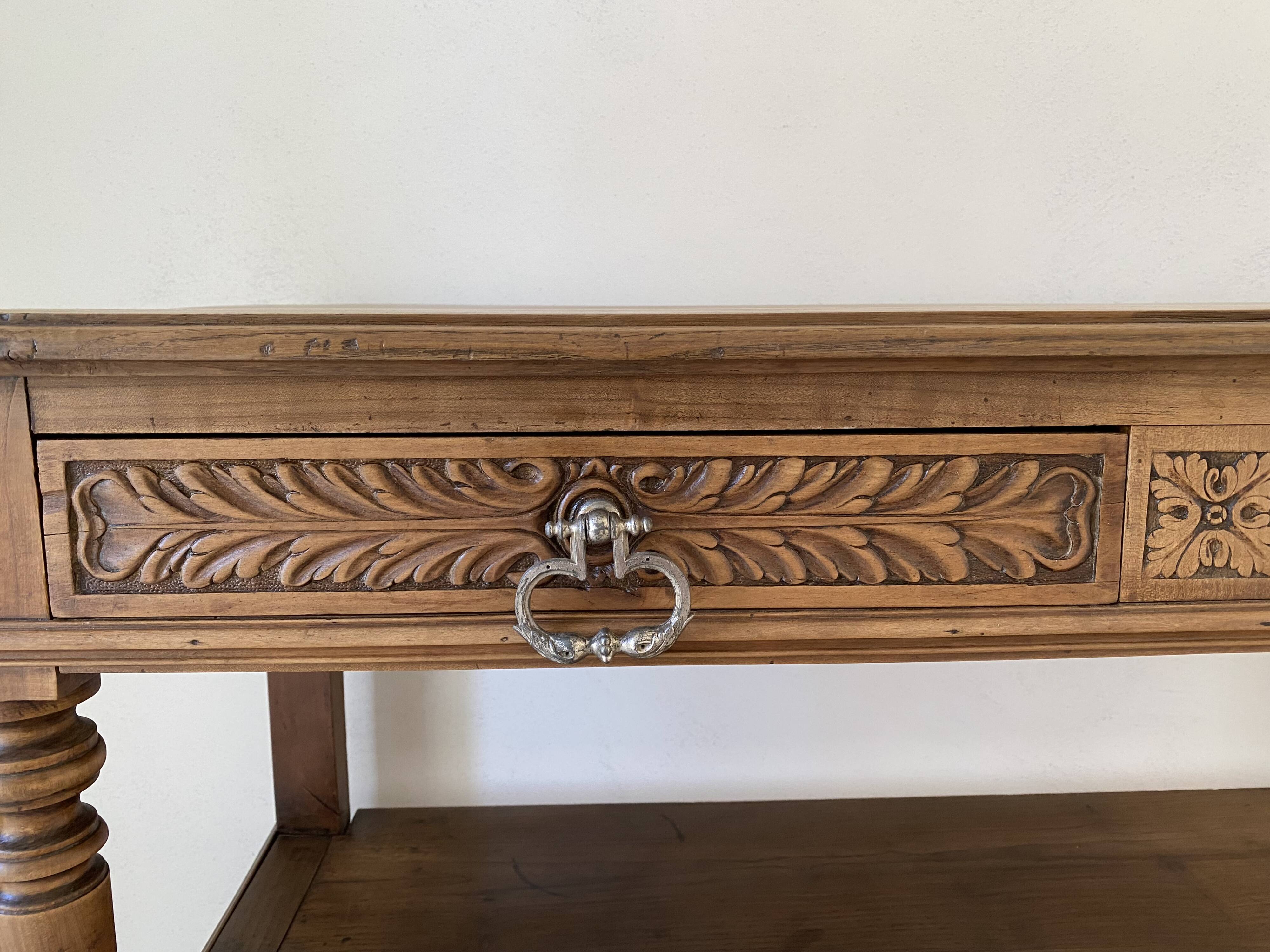 Console en chêne massif style Henri II