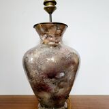 Grote gepatineerde glassen tafellamp van Laque Line jaren 1970