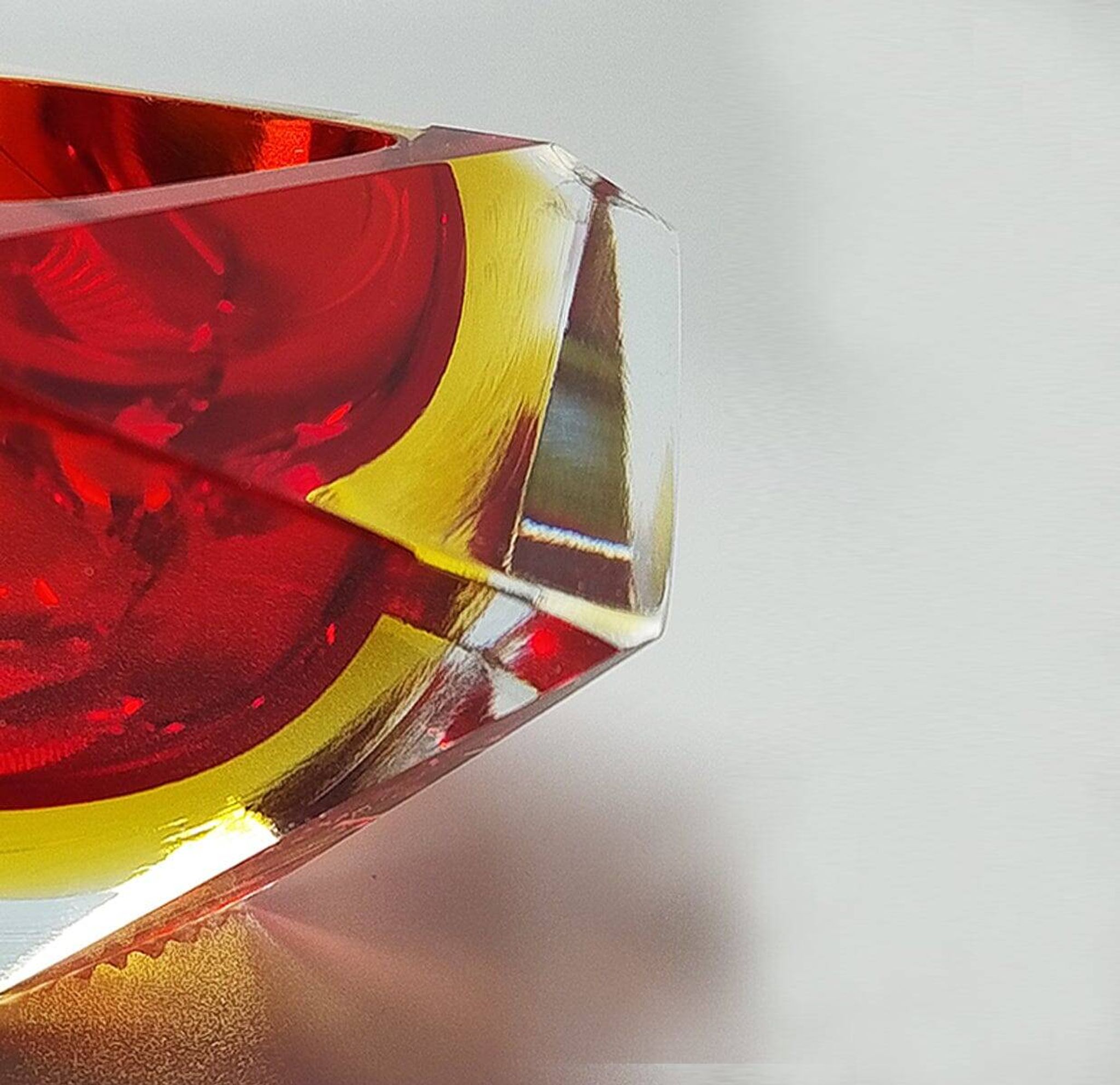 1960s Gorgeous Red and Yellow Ashtray or Catchall by Flavio Poli for Seguso