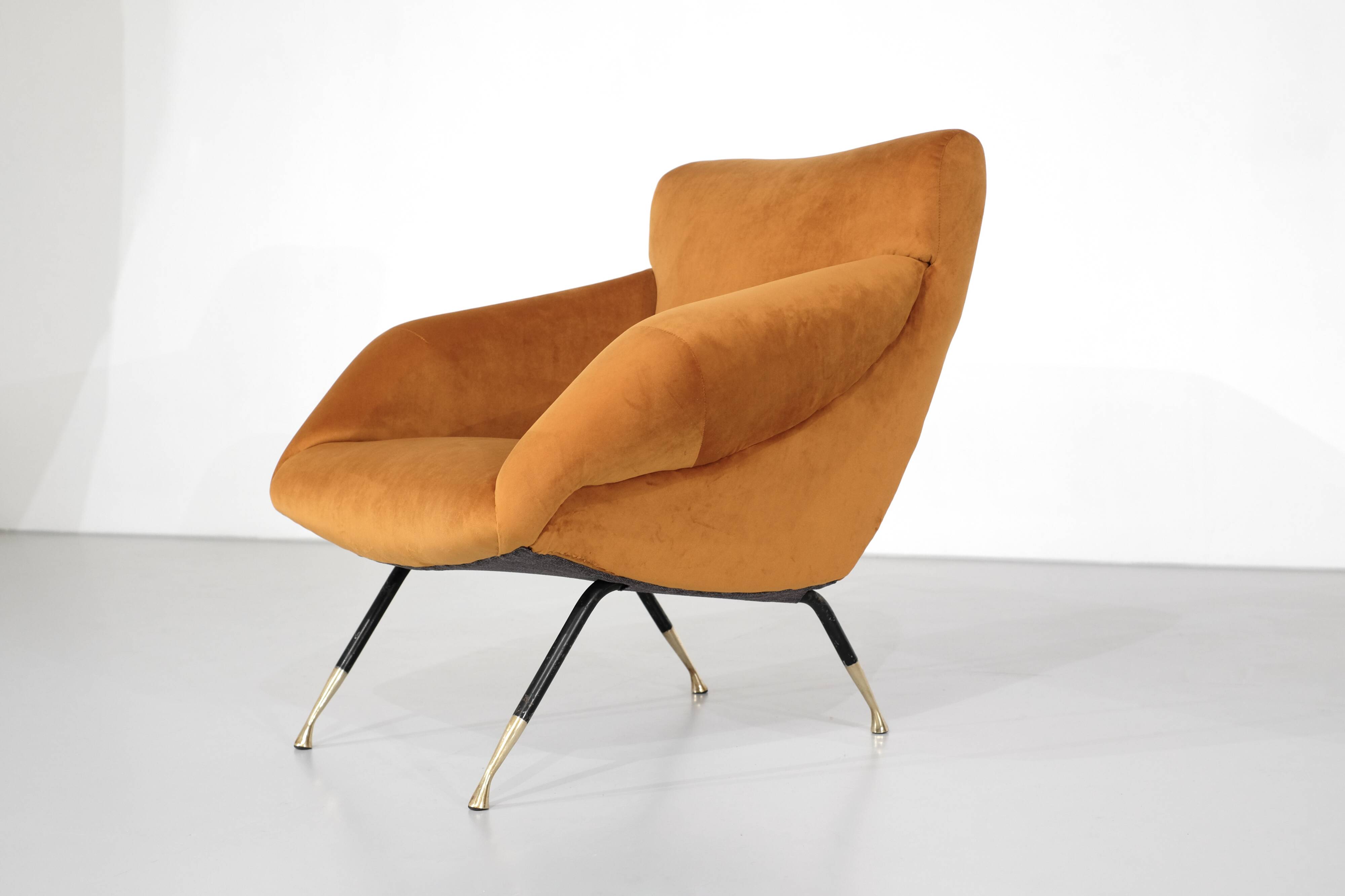 Pair of fabric armchairs, Italy, 1960s.