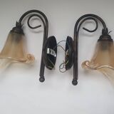 Pair of vintage flower-shaped globe wall lights