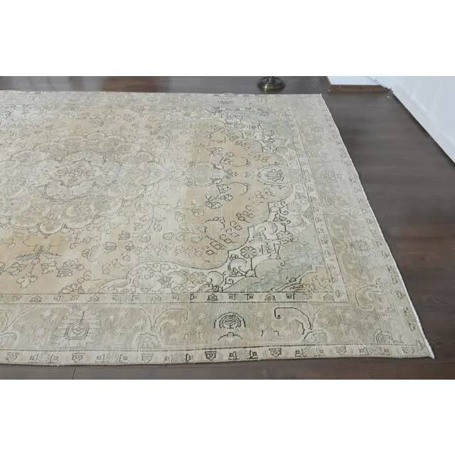 1970s Vintage Persian Handmade Wool Cotton Orange Area Rug 246x345