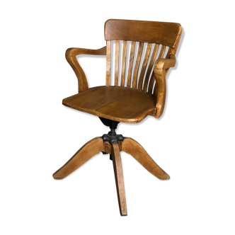 American beech chair on metal base turning early 20th century