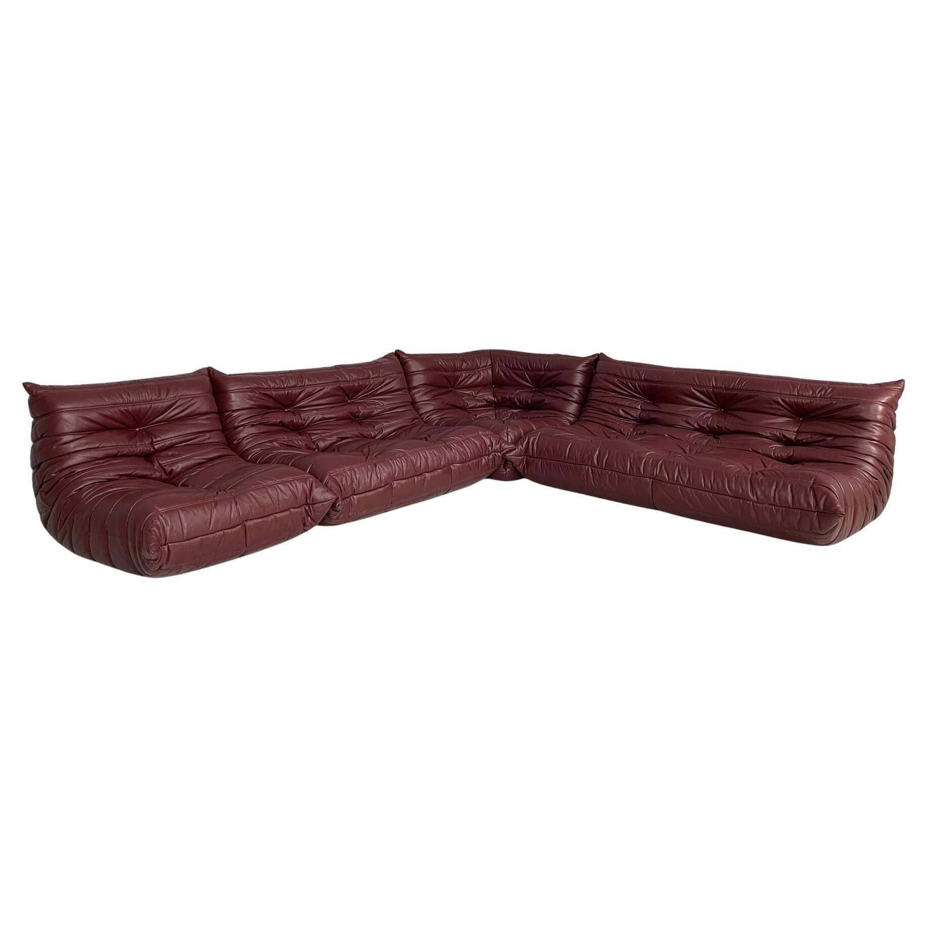 Modern French Togo leather sofa