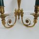 Pair of double wall lamps directoire style Lucien Gau in solid bronze gilded with bright gold