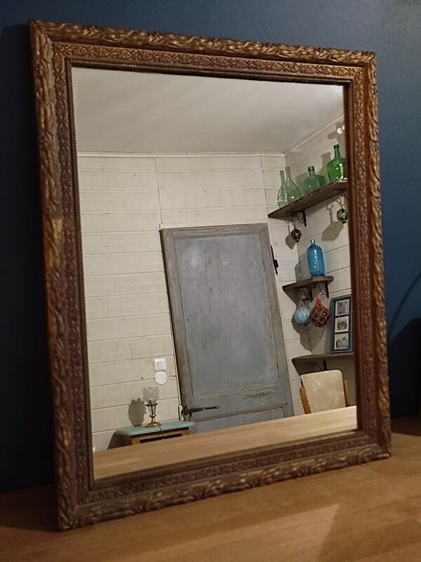 Mirror frame wood plaster gilded stucco