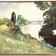 Bridge over the Seine towards Marly, Oil on Panel, M. Tassart. Around 1955. K