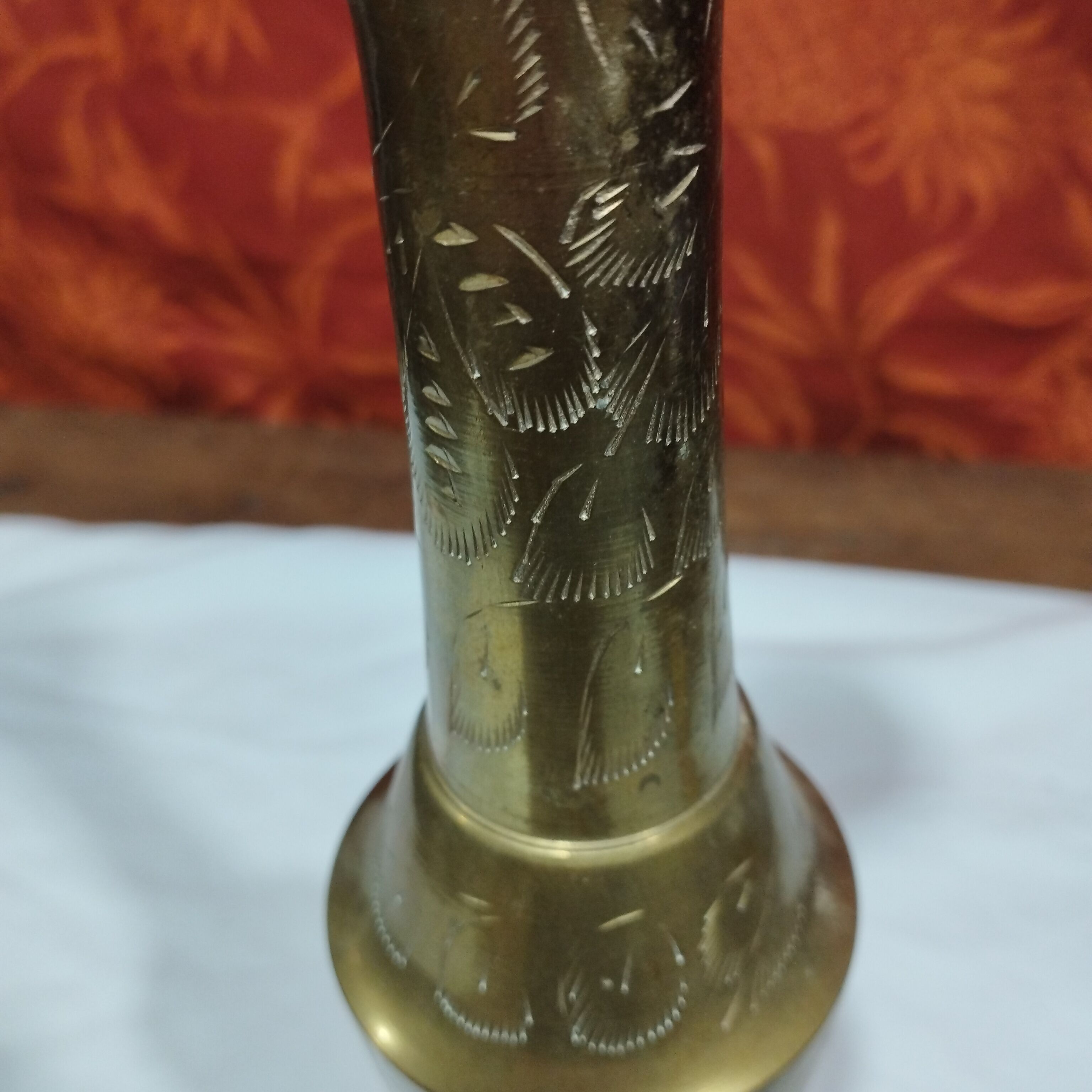 Old brass soliflore vase