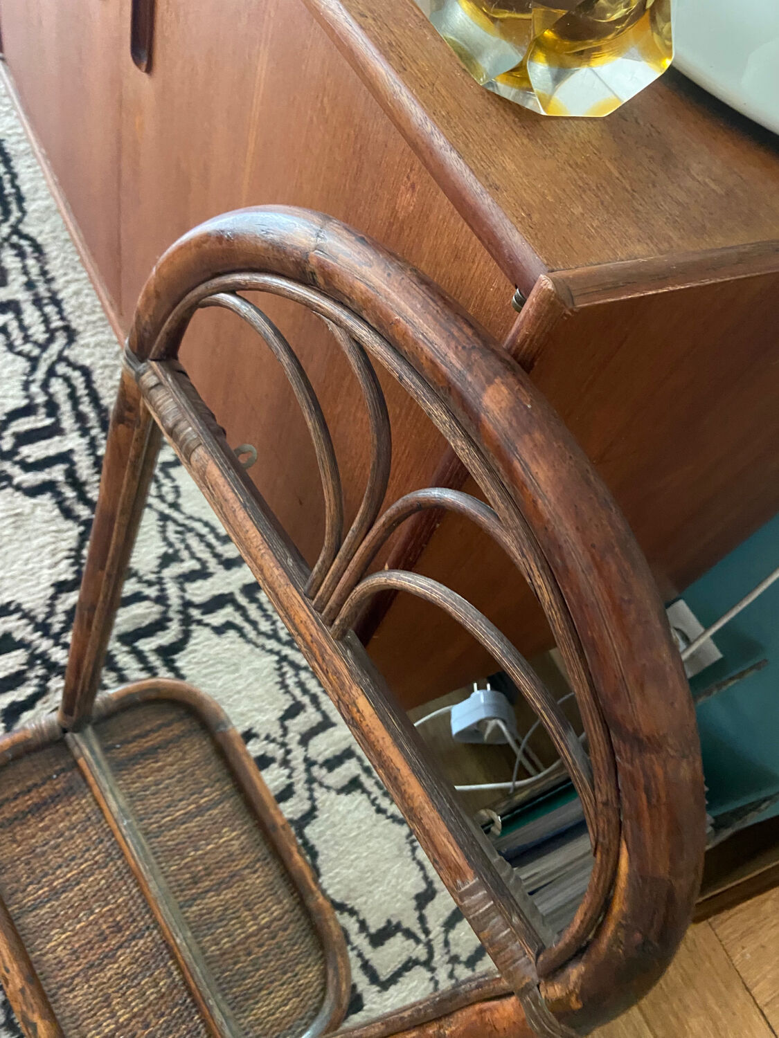 Miroir en rotin vintage