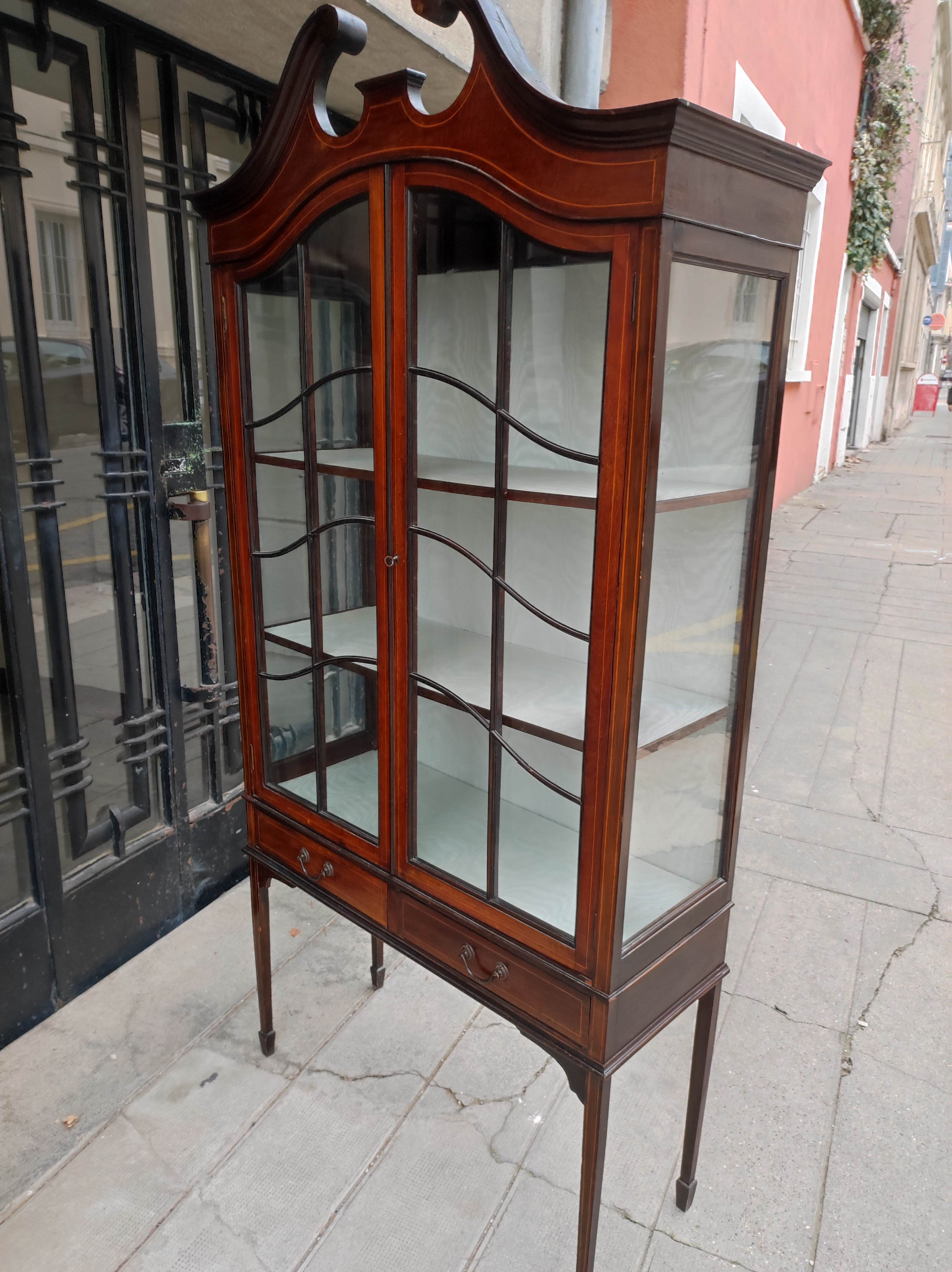 English art nouveau showcase. mahogany