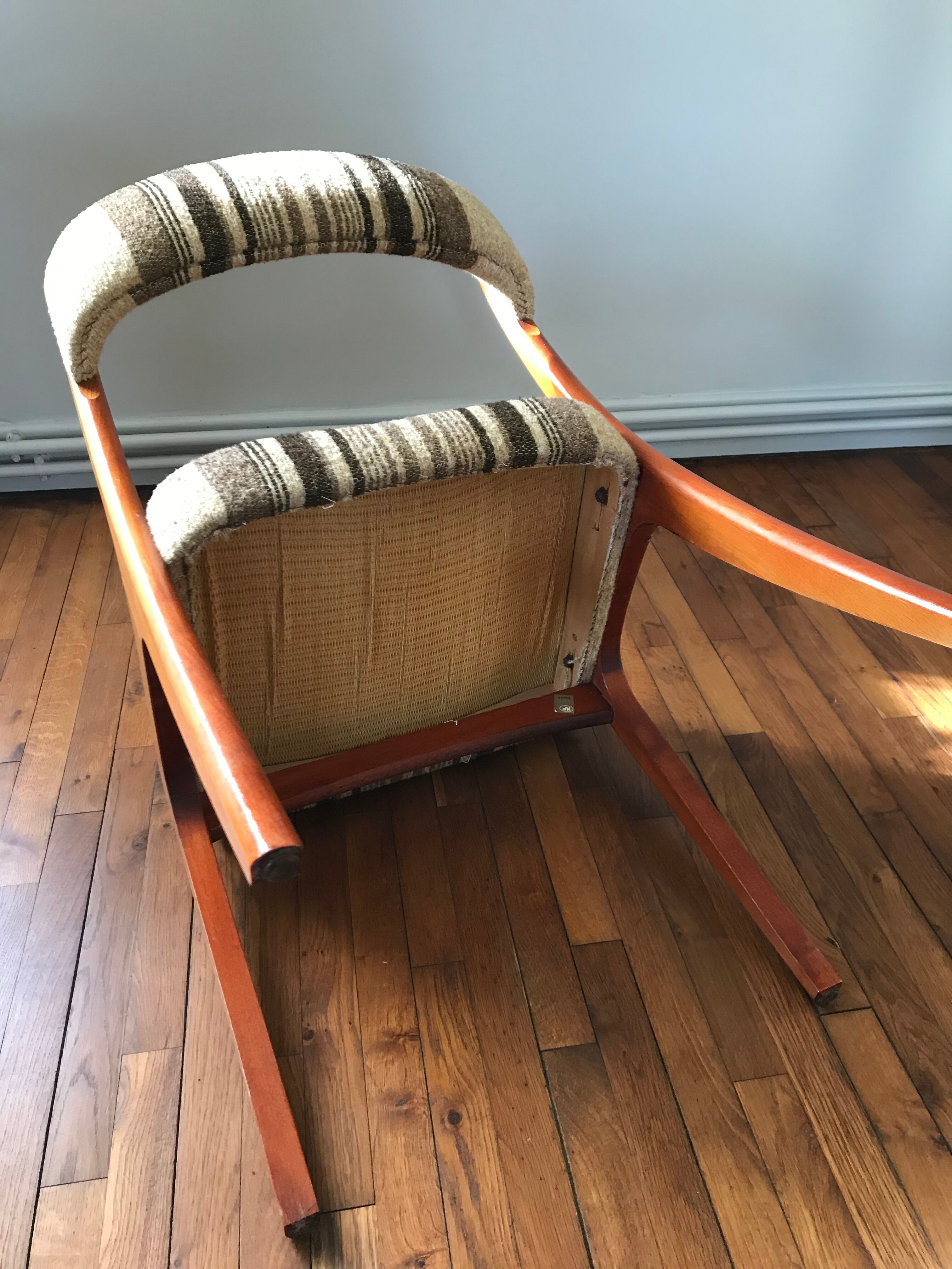 Wooden chair and woolly fabric
