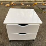 Scandinavian bedside table in solid beige wood with 2 drawers