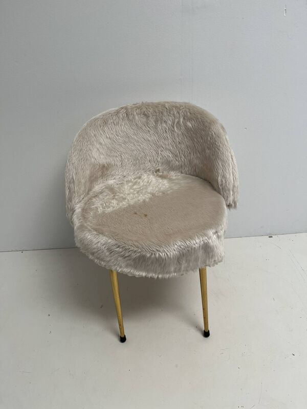 Fauteuil chaise  vintage 1960 moumoute