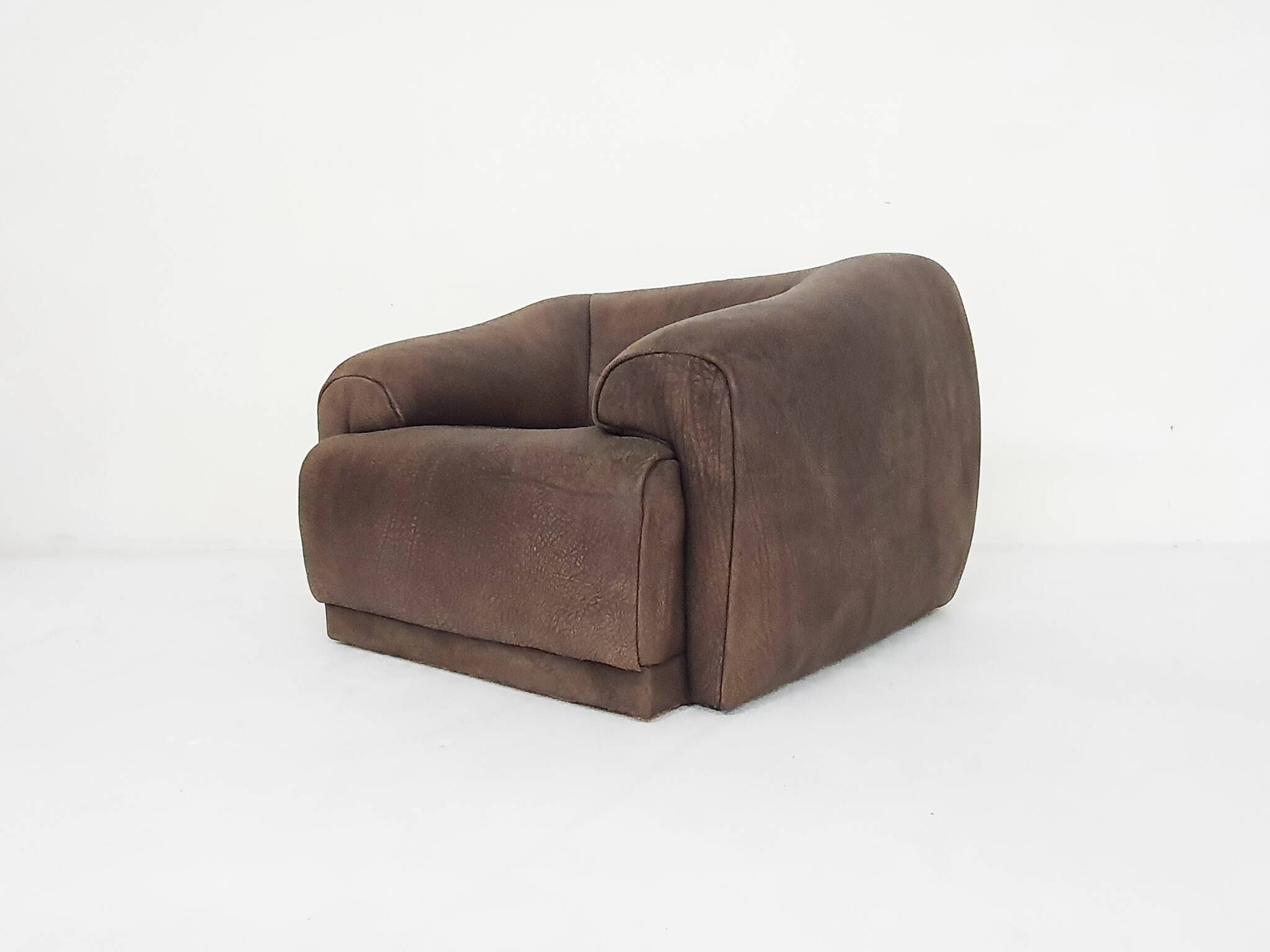 Buffalo leather De Sede style lounge chair, 1960's