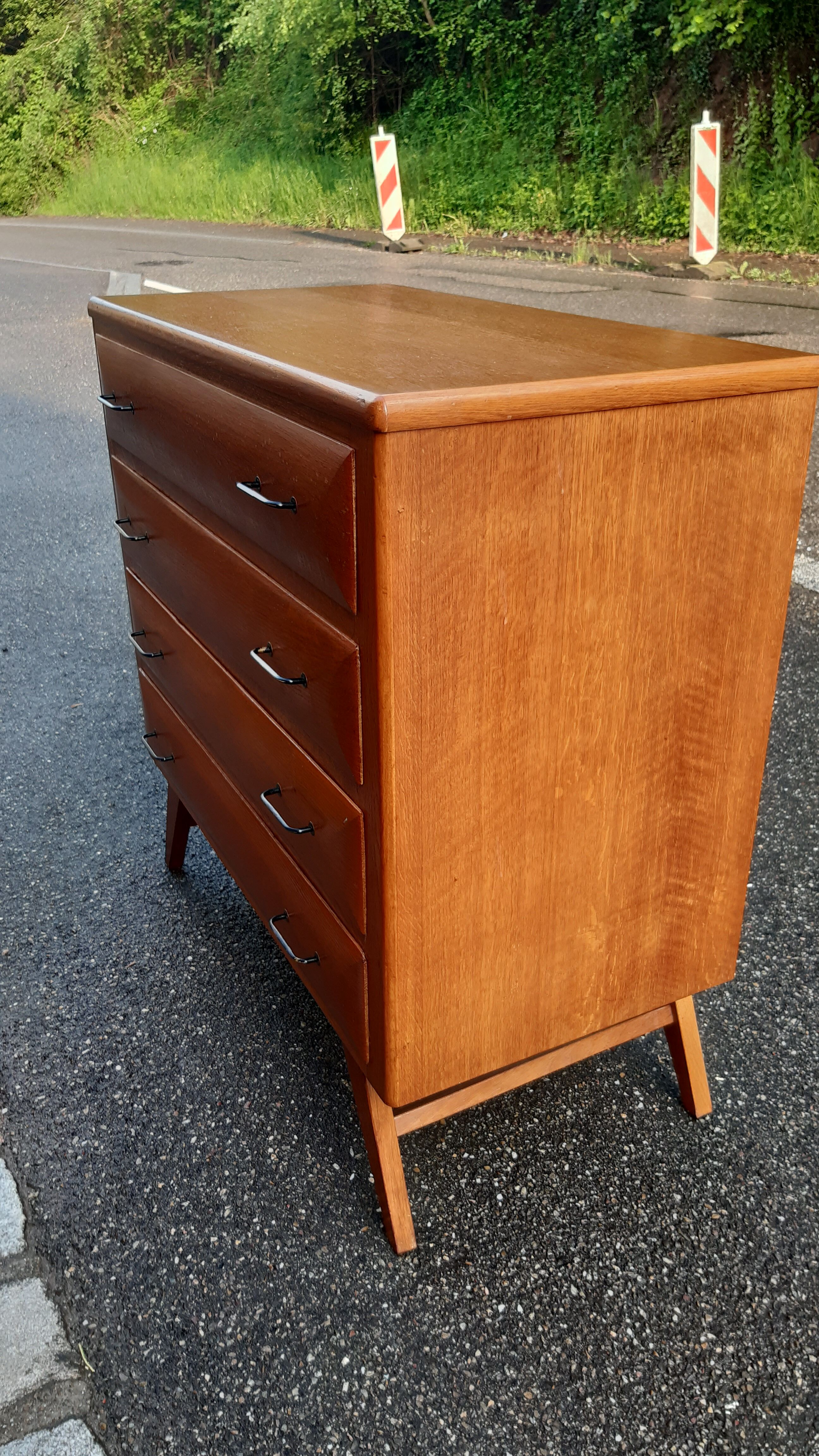 Vintage gilded oak chest of drawers
