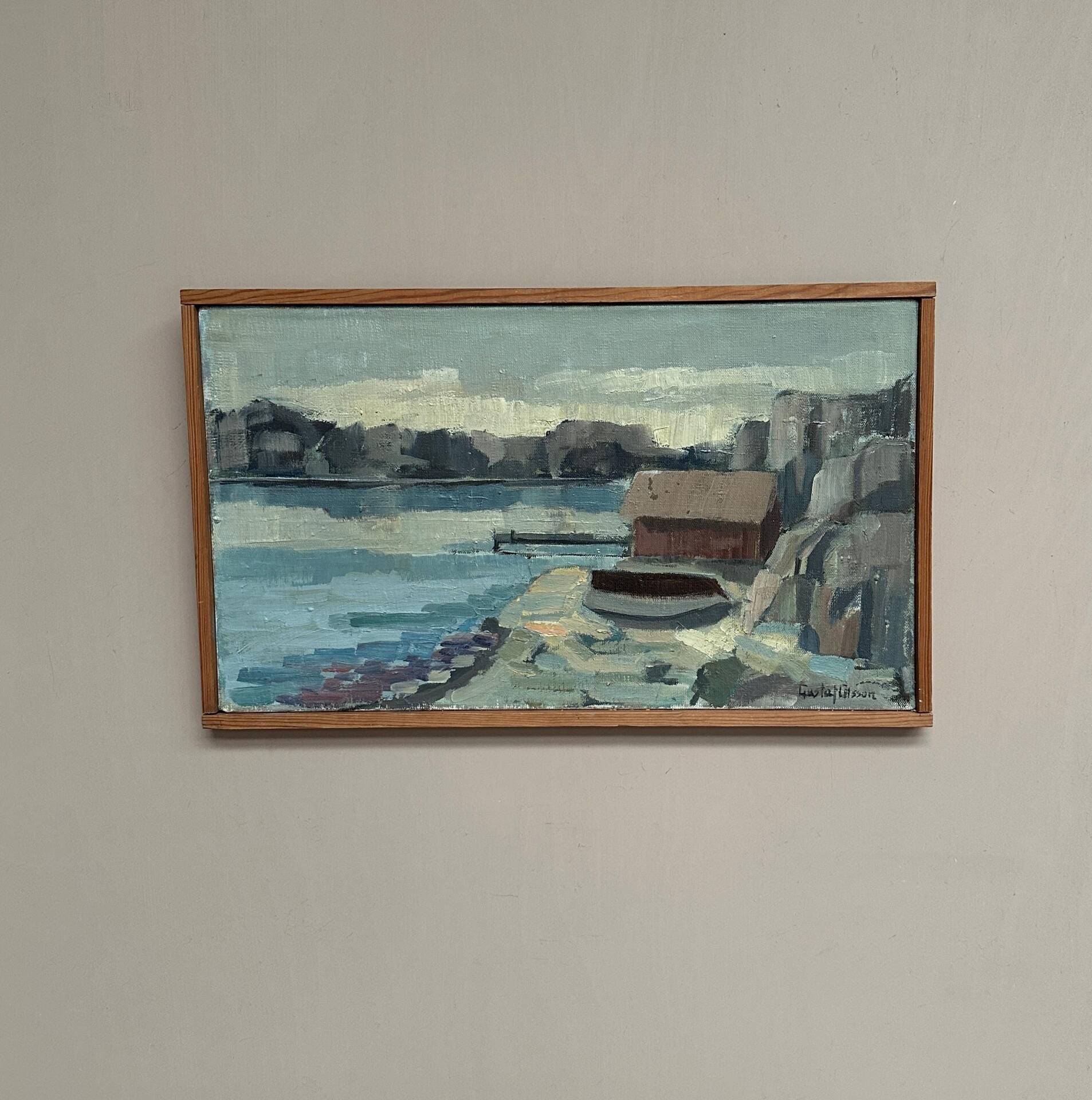 Original Swedish Oil On Canvas – “Seascape” By Gustaf Olsson – Signed – Vintage & Framed – 50 × 30 Cm (19.7" × 11.8")