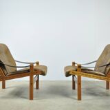 BRUKSBO / vintage Hunter safari easy chairs (2) / Torbjørn Afdal / Norway 1960s