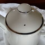 White and silver porcelain teapot