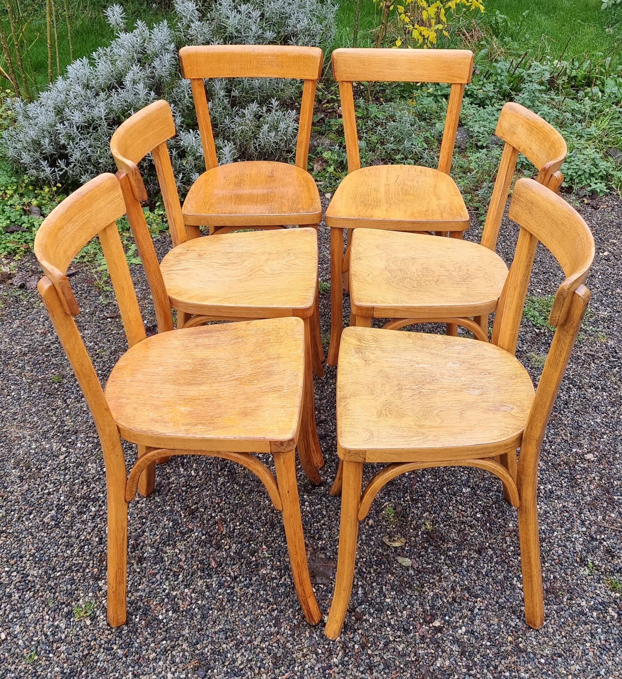 6 Baumann chairs no. 55, 1950s