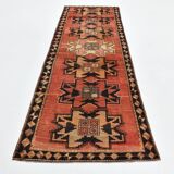 4x10 Vintage Faded Red Long Wide Turkish Runner Rug, 112x316